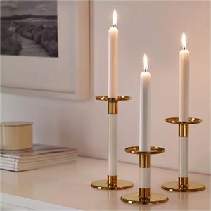 IKEA Candlestick, Set of 3, Ivory, Gold